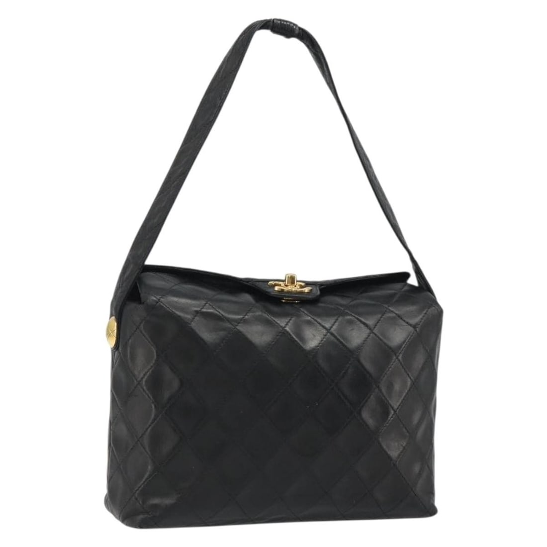 CHANEL CC Matelasse Leather Shoulder Bag Black Gold Repainted: CHANEL CC Matelasse Leather Shoulder Bag Black Gold Repainted CHANEL Matelasse chain shoulder bag in black and gold leather, made in Italy. The bag has a shoulder bag style with a repainted exterior a