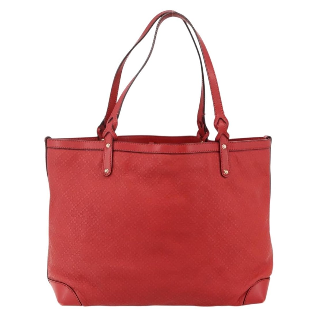 Gucci Craft Tote Handbag in Red PVC: Gucci Craft Tote Handbag in Red PVC Gucci Craft Tote in red with a structured everyday silhouette. This women's tote is made of PVC and shows visible wear consistent with good pre-owned condition, inc