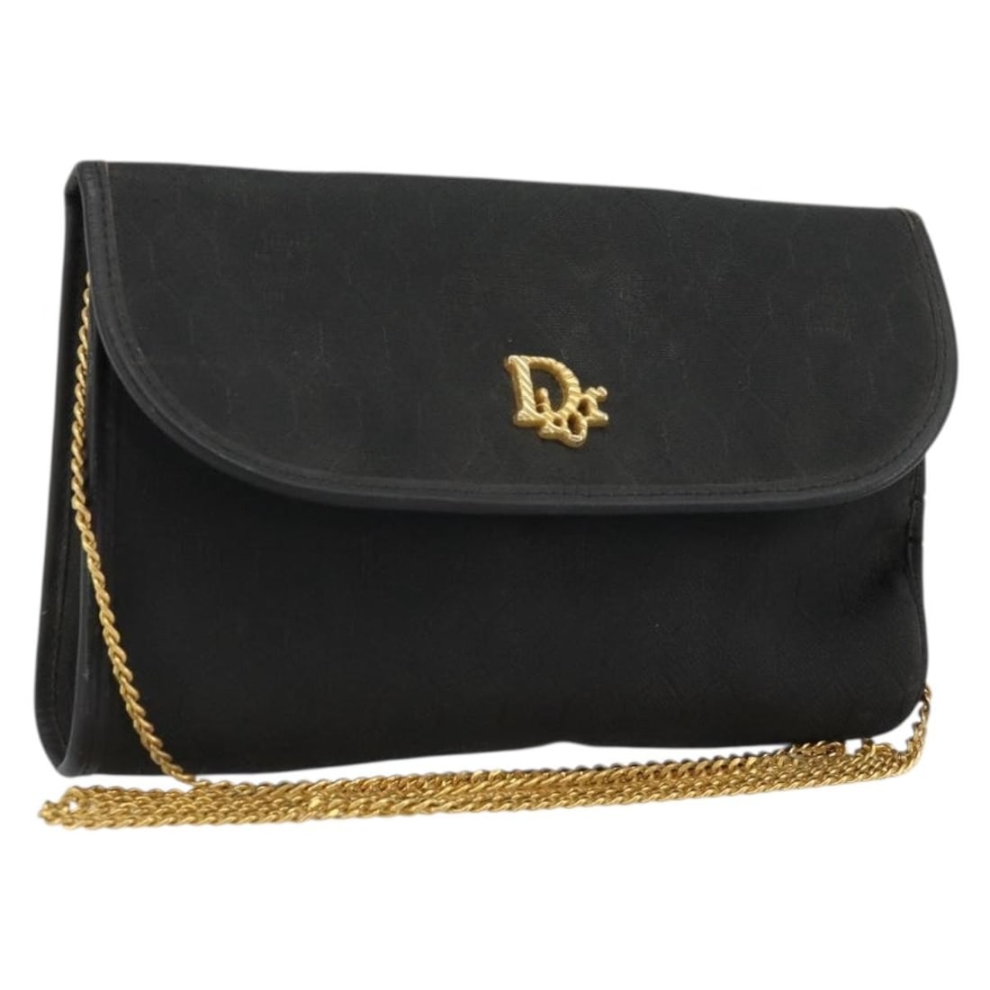 Christian Dior chain shoulder bag in black gold honeycomb canvas: Christian Dior chain shoulder bag in black gold honeycomb canvas Authentic Christian Dior shoulder bag in black and gold honeycomb canvas. This women's bag was made in France and includes only the ite