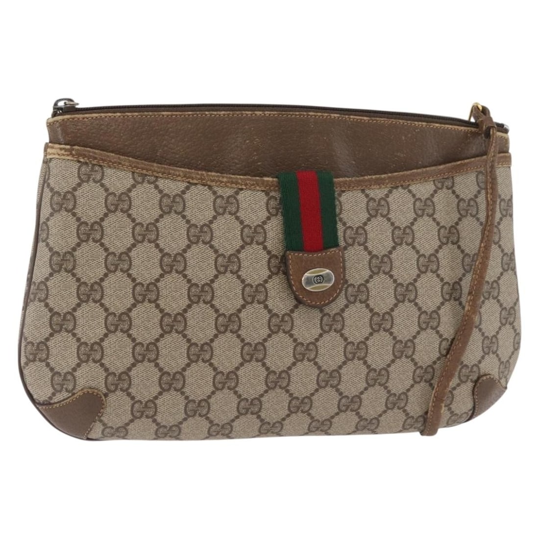 Gucci 904 02 026 GG Supreme Web Sherry Shoulder Bag Beige Gold: Gucci 904 02 026 GG Supreme Web Sherry Shoulder Bag Beige Gold Gucci GG Supreme Web Sherry Line shoulder bag in beige and gold PVC leather with GG canvas. Made in Italy, this women's bag features the 