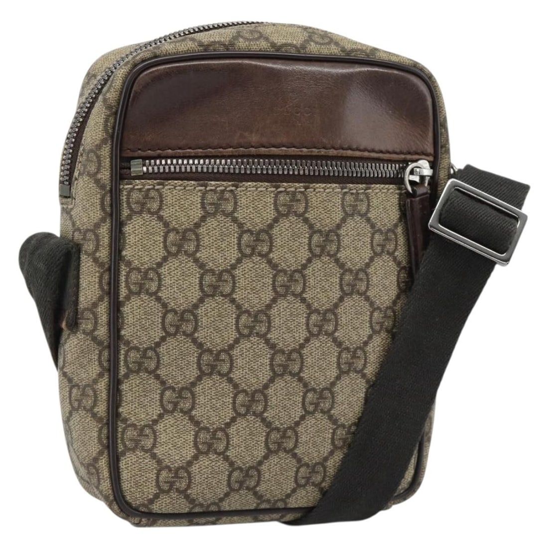 Gucci 101680 GG Supreme PVC Leather Shoulder Bag Beige Silver: Gucci 101680 GG Supreme PVC Leather Shoulder Bag Beige Silver Gucci shoulder bag in beige and silver PVC leather/GG canvas, made in Italy. It features a strap drop of approximately 10.2-22.0 inches (2