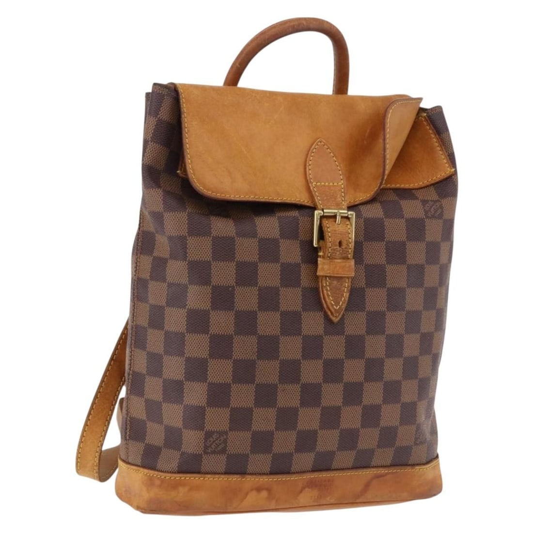 Louis Vuitton Arlucan backpack in Damier Ebene canvas N99038: Louis Vuitton Arlucan backpack in Damier Ebene canvas N99038 Louis Vuitton Arlucan backpack in Damier Ebene canvas, designed for women and made in France. This pre-owned bag shows heavy use, including