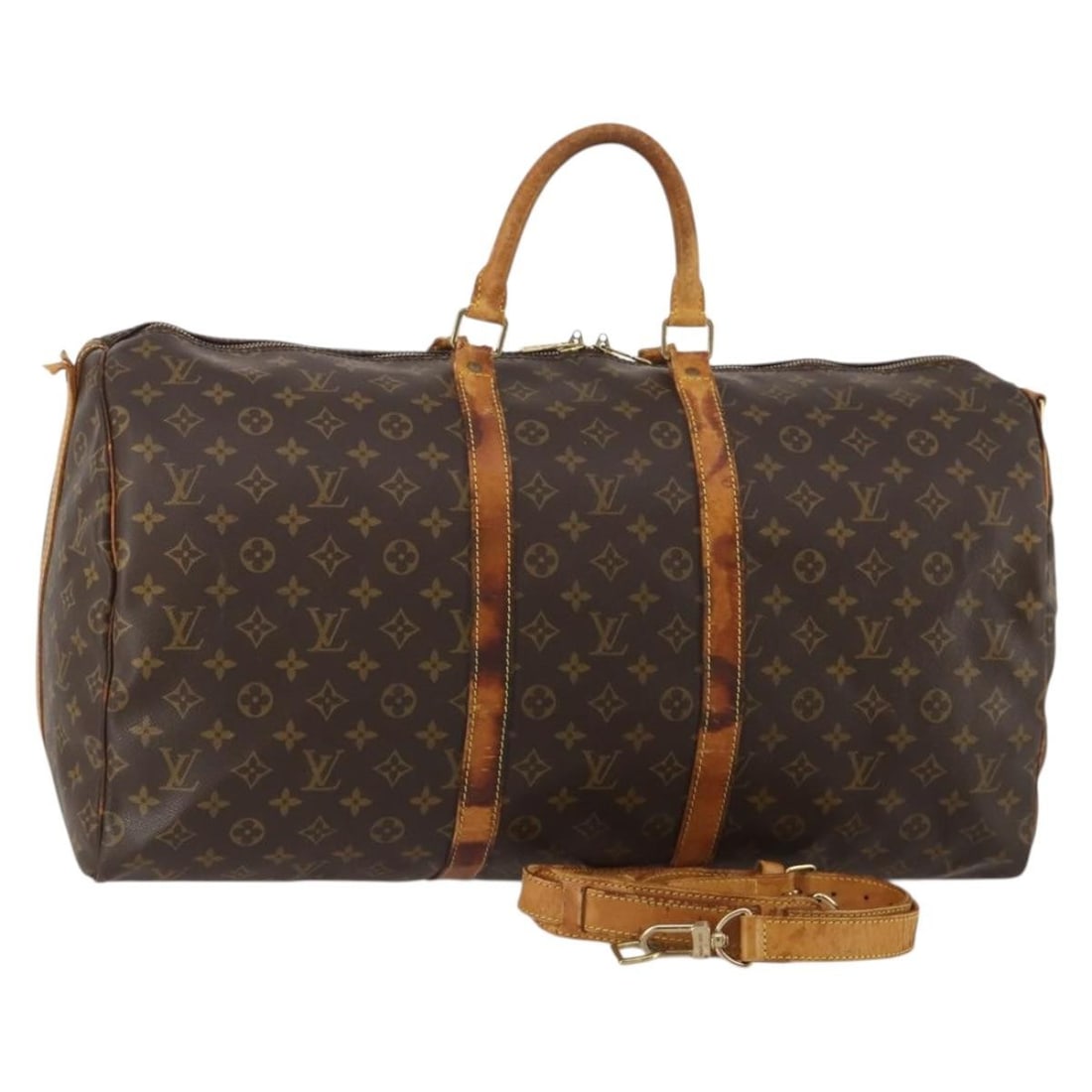 Louis Vuitton M41414 Keepall Bandouliere 55 Monogram Boston Bag: Louis Vuitton M41414 Keepall Bandouliere 55 Monogram Boston Bag Louis Vuitton Keepall Bandouliere 55 Boston bag in Monogram canvas with shoulder strap. Made in France. This heavily used bag shows sign