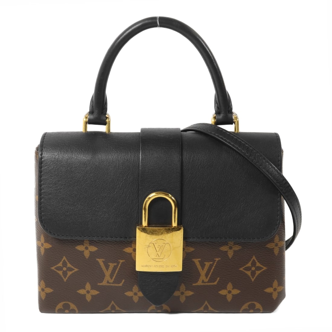 Louis Vuitton Locky BB M44141 Monogram 2 Way Bag Brown Black: Louis Vuitton Locky BB M44141 Monogram 2 Way Bag Brown Black Louis Vuitton Locky BB 2-way shoulder bag in Monogram PVC coated canvas with a brown and black colorway. This women's bag features a struct