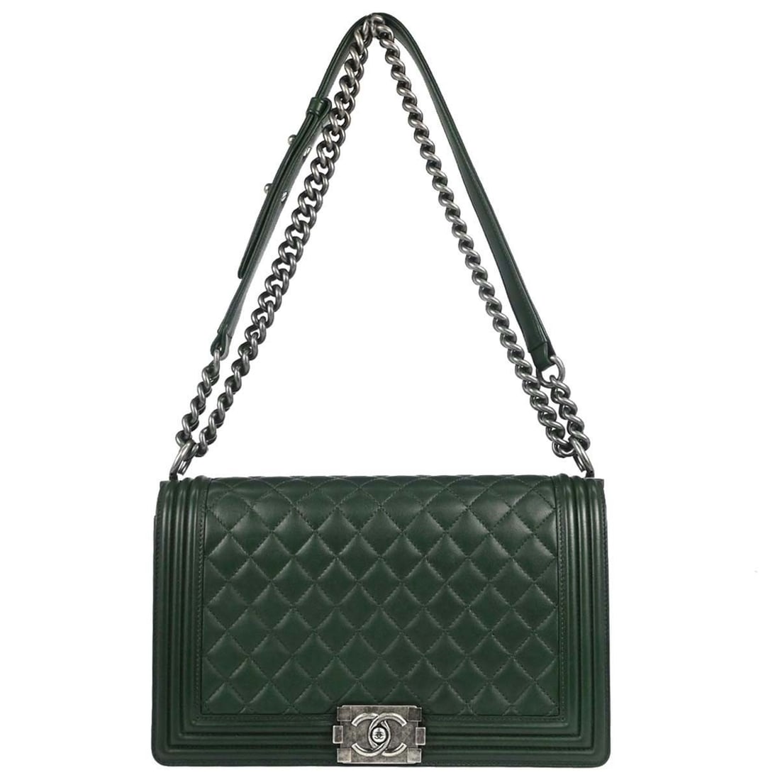 CHANEL Boy Medium Lambskin Shoulder Bag in Green (1 of 16)
