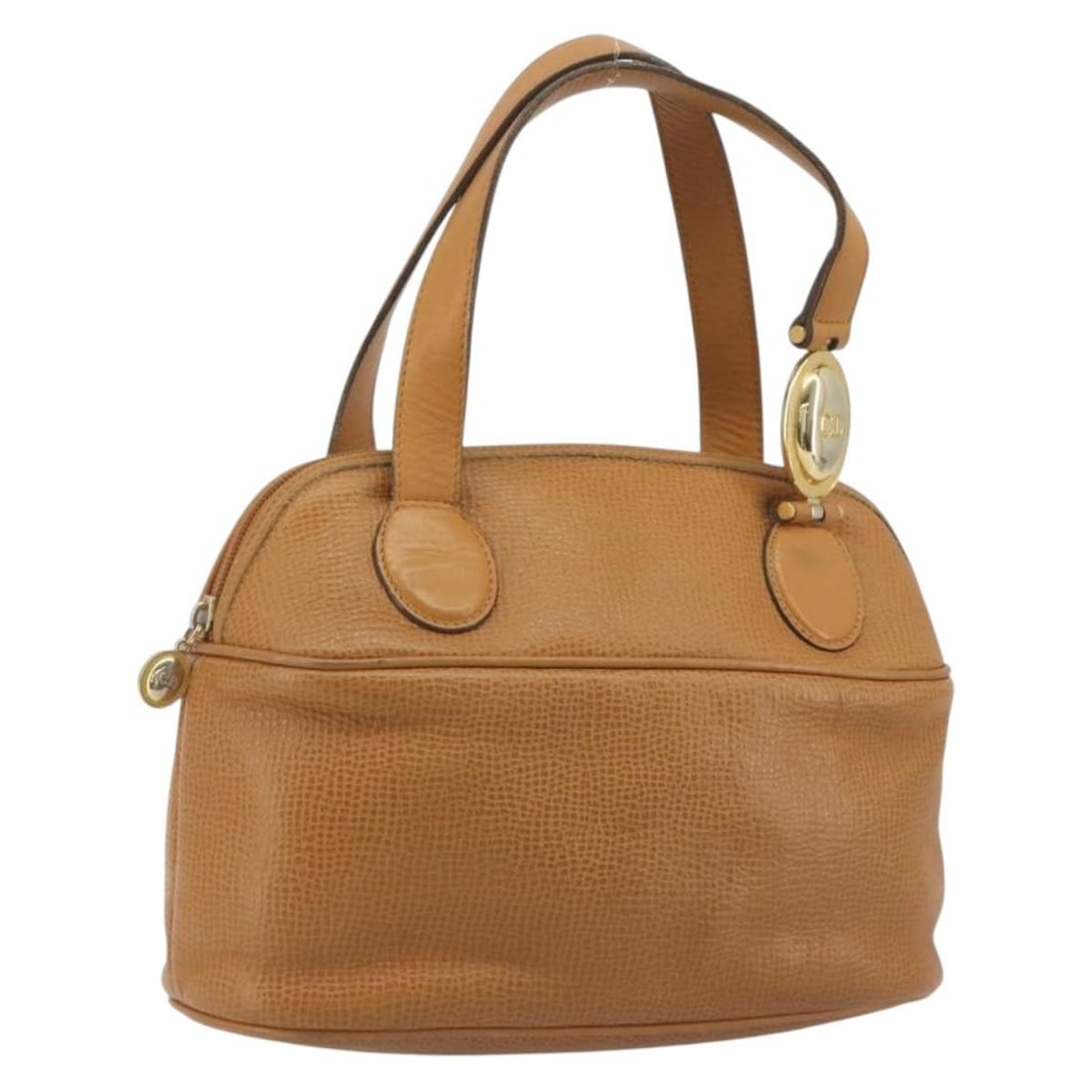 Christian Dior Brown Leather Top Handle Bag Gold Tone Hardware: Christian Dior Brown Leather Top Handle Bag Gold Tone Hardware Authentic Christian Dior 2-way handbag in brown leather with gold-tone accents, made in France. This women's bag shows heavy use, includi