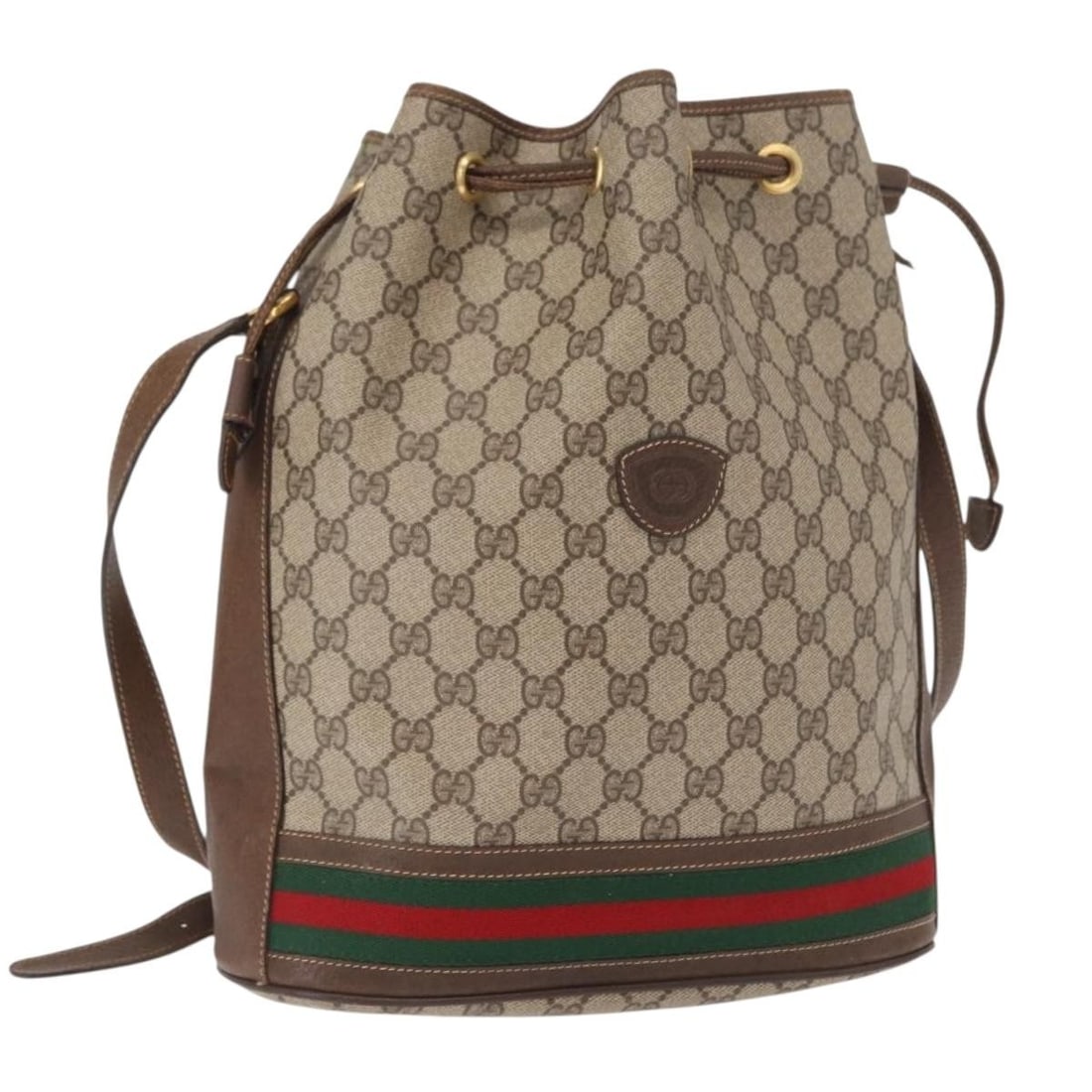 GUCCI 001 41 0850 Sherry Web GG Supreme Shoulder Bag Beige Gold: GUCCI 001 41 0850 Sherry Web GG Supreme Shoulder Bag Beige Gold Gucci GG Supreme Web Sherry Line shoulder bag in beige and gold PVC leather/GG canvas. Made in Italy, this women's bag measures approxim