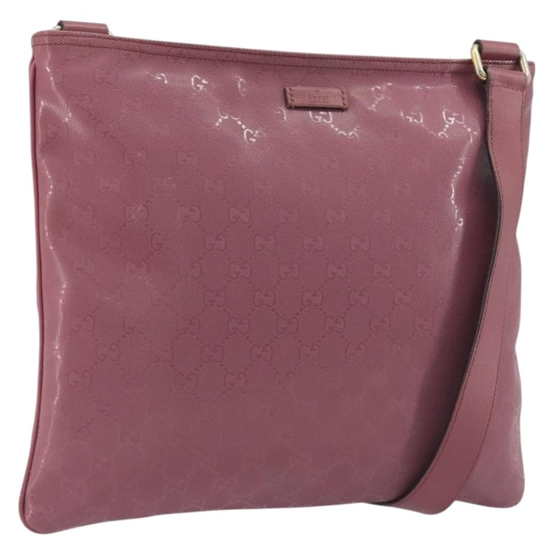 GUCCI 201446 Purple PVC Leather Shoulder Bag Gold Tone: GUCCI 201446 Purple PVC Leather Shoulder Bag Gold Tone Authentic Gucci GG Implementation shoulder bag in purple PVC leather with gold-tone accents. This women's shoulder bag is made in Italy and inclu