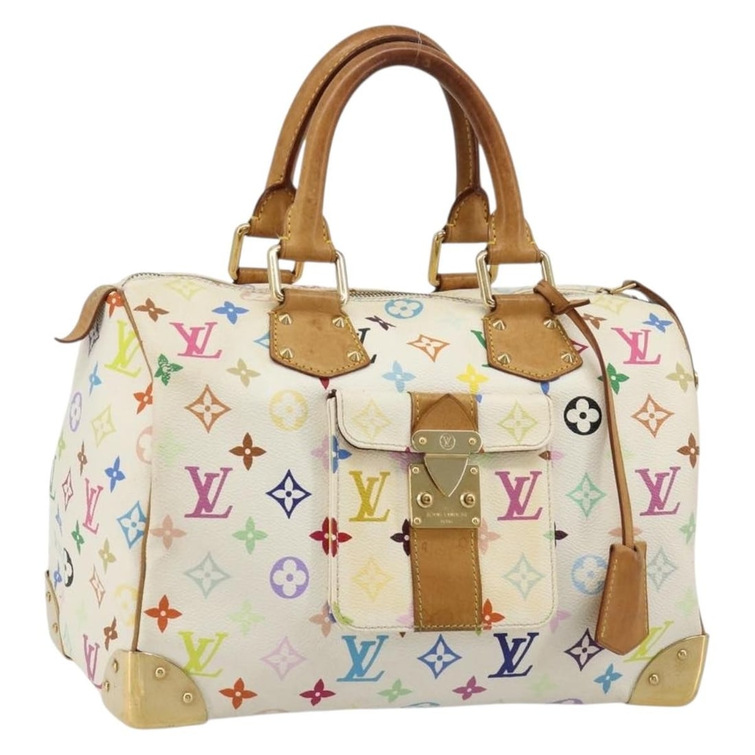 Louis Vuitton M92643 Speedy 30 Hand Bag Monogram Multicolor White Bron: Louis Vuitton M92643 Speedy 30 Hand Bag Monogram Multicolor White Bron Louis Vuitton Monogram Multicolor Speedy 30 handbag in White/Bron, made in France. This women's hand bag is crafted from Monogram