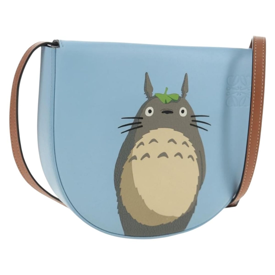 LOEWE Totoro Heel Pouch Light Blue Leather Shoulder Bag: LOEWE Totoro Heel Pouch Light Blue Leather Shoulder Bag LOEWE x Studio Ghibli My Neighbor Totoro Heel Pouch shoulder bag in light blue leather. Made in Spain, this women's bag includes a dust bag and 