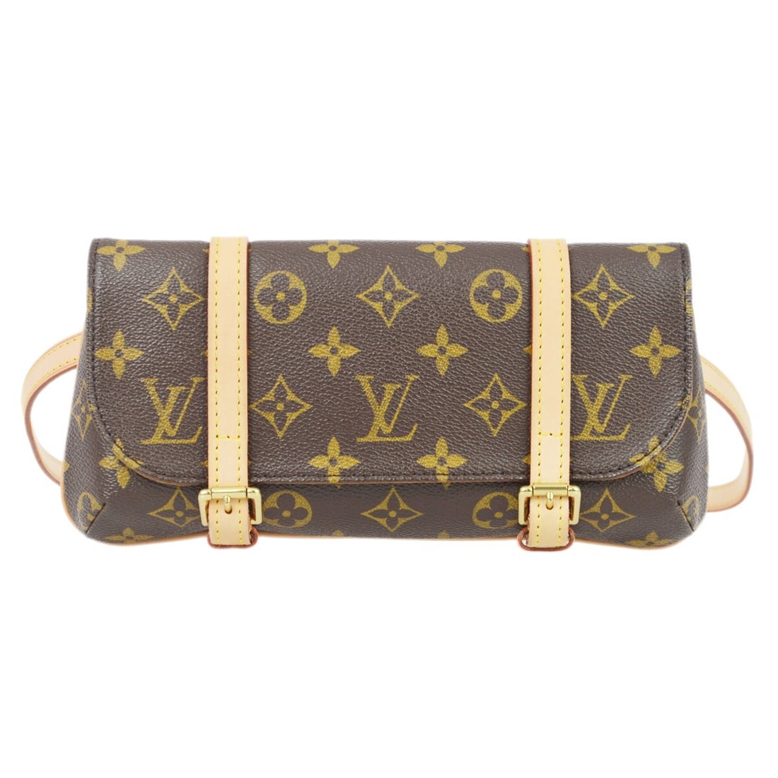 Louis Vuitton Marelle Monogram canvas belt bag with strap M51159: Louis Vuitton Marelle Monogram canvas belt bag with strap M51159 Vintage Louis Vuitton Pochette Marelle belt bum bag in brown Monogram canvas with leather trim and logo accents. This women's bag featu