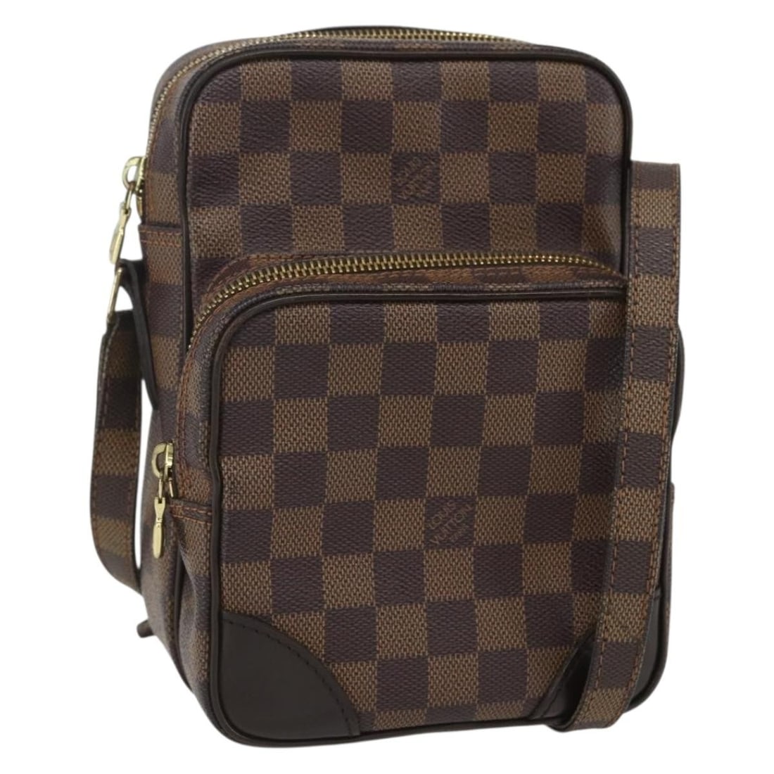 Louis Vuitton N48074 Amazon Shoulder Bag Damier Ebene Canvas: Louis Vuitton N48074 Amazon Shoulder Bag Damier Ebene Canvas Louis Vuitton Amazon shoulder bag in Damier Ebene canvas, made in France. This women's bag includes a dust bag and features an adjustable s