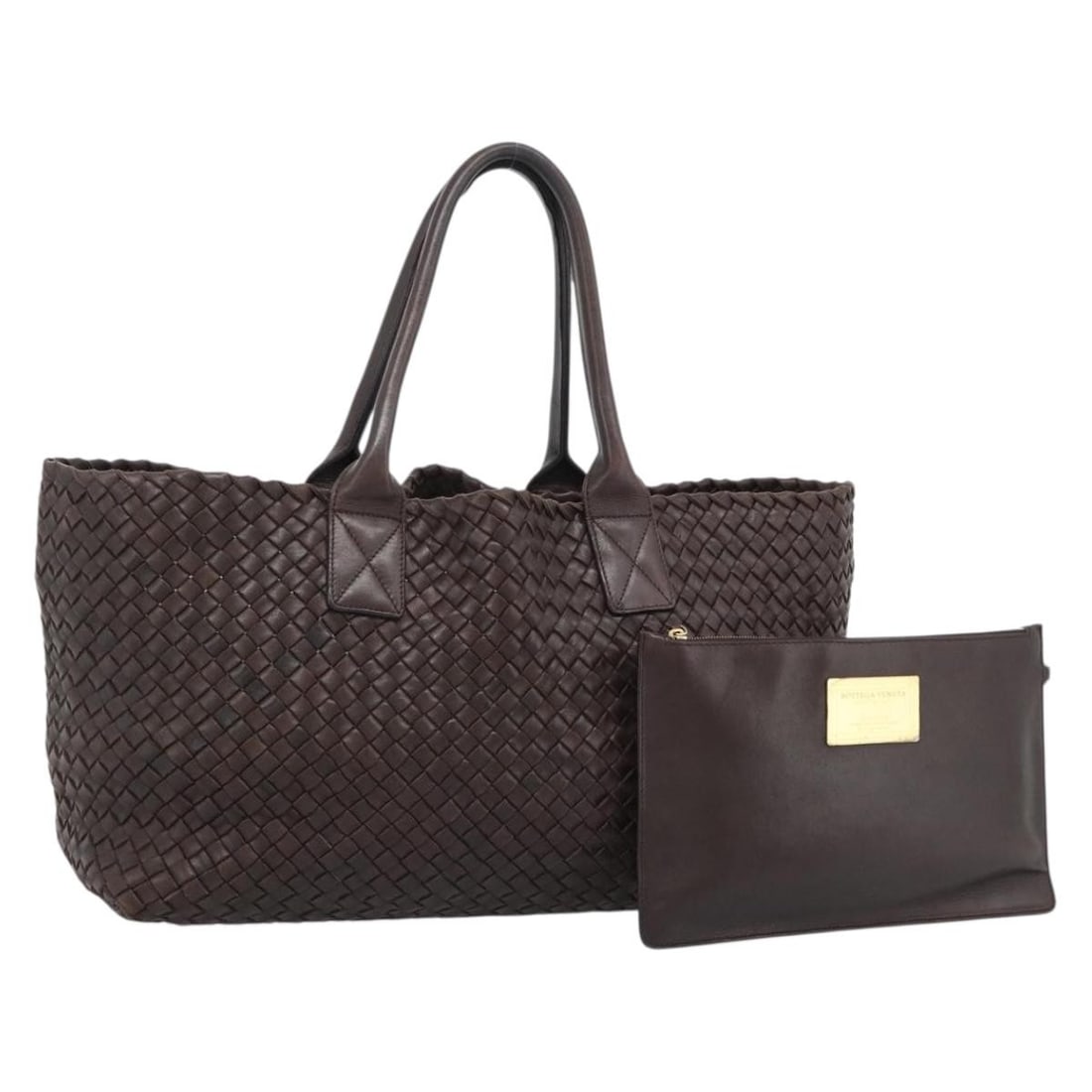 Bottega Veneta Intrecciato Cabas MM Leather Tote Brown Gold: Bottega Veneta Intrecciato Cabas MM Leather Tote Brown Gold Bottega Veneta Intrecciato Cabas MM handbag in brown and gold leather, made in Italy. This women's handbag includes a dust bag and pouch. Co