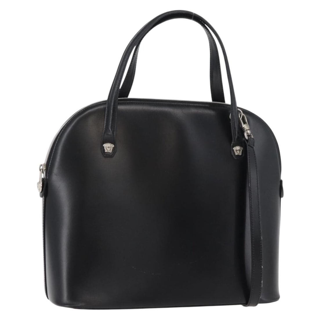 Gianni Versace Black Silver Leather Shoulder Bag with Strap (1 of 18)