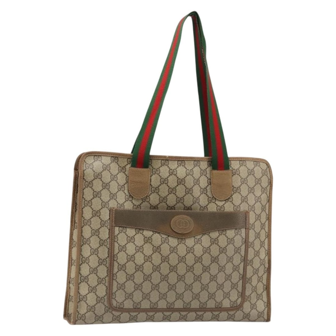 Gucci 89 02 997 GG Supreme Sherry Web PVC Tote: Gucci 89 02 997 GG Supreme Sherry Web PVC Tote Gucci GG Supreme Web Sherry Line tote bag in beige and red PVC leather with GG canvas. Made in Italy, this women's tote features the 89 02 997 product li