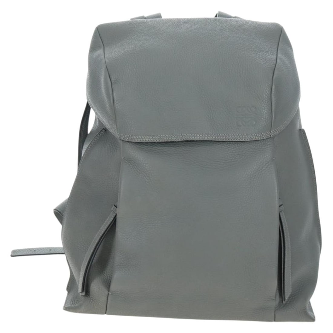 Loewe T Backpack Gray Leather Bag: Loewe T Backpack Gray Leather Bag Loewe T Backpack in gray leather with a unisex design. Made in Spain, this backpack is presented in fair condition with noted wear including loss of shape, light rubb
