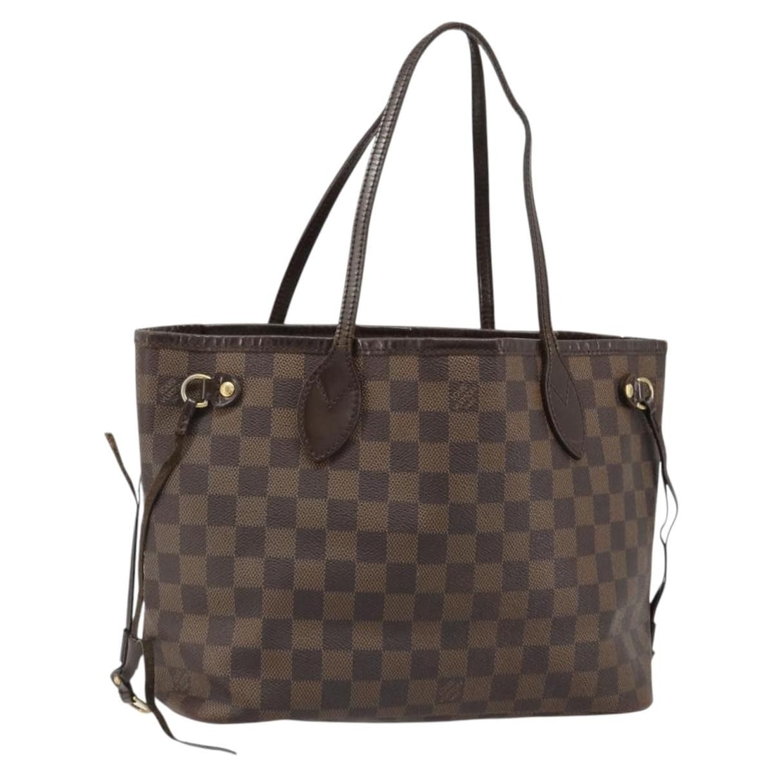 Louis Vuitton Neverfull PM Damier Ebene Canvas Tote N51109: Louis Vuitton Neverfull PM Damier Ebene Canvas Tote N51109 Louis Vuitton Neverfull PM tote bag in Damier Ebene canvas, made in France. This women's tote is a heavily used piece with visible wear throu