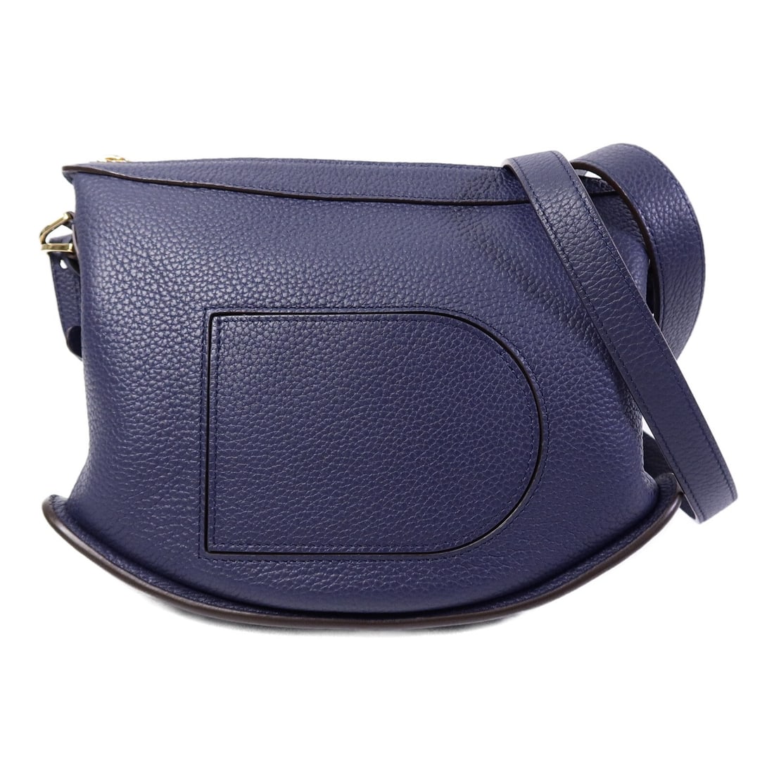 Delvaux 2 Way Shoulder Bag Navy Calfskin Leather with Strap: Delvaux 2 Way Shoulder Bag Navy Calfskin Leather with Strap Delvaux 2-way shoulder bag in navy calfskin leather with GHW. This women's bag features an exterior open pocket and an interior open pocket,