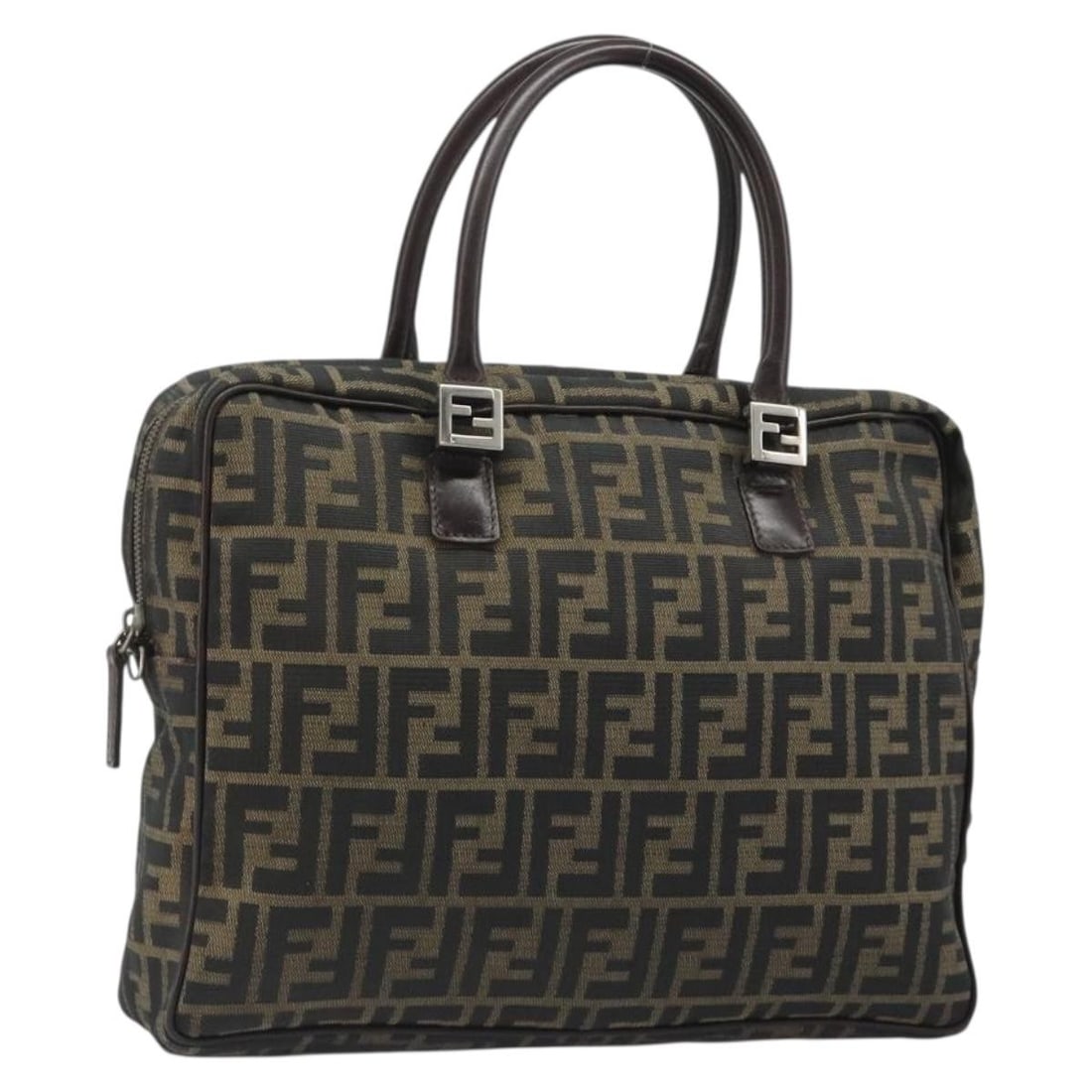 Fendi Zucca Canvas Tote Handbag Black Brown Made in Italy: Fendi Zucca Canvas Tote Handbag Black Brown Made in Italy Authentic FENDI handbag in black and brown Zucca canvas, made in Italy. This women's bag shows heavy use with visible wear throughout, includi