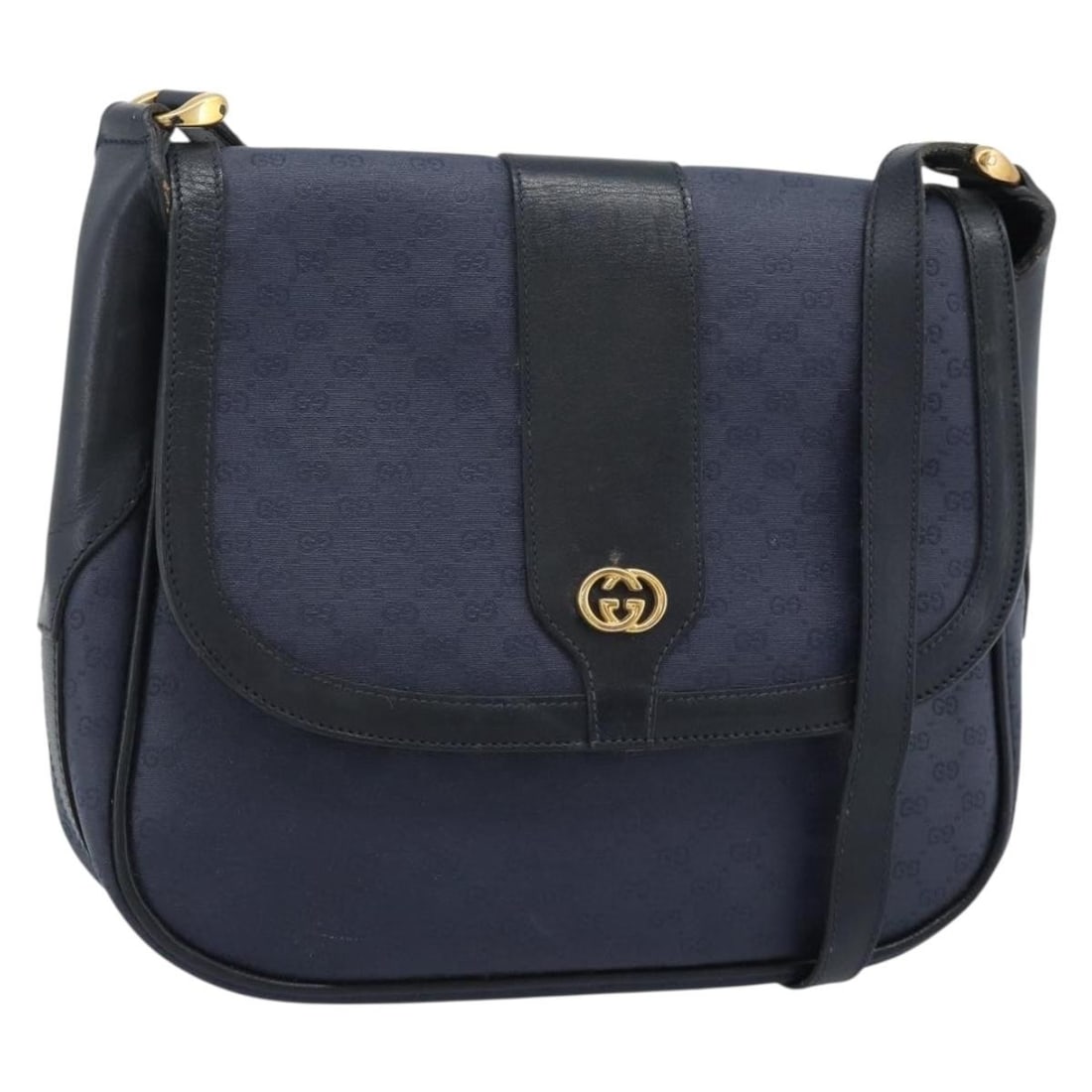 Gucci 001 261 4425 Micro GG PVC Leather Shoulder Bag Navy Gold: Gucci 001 261 4425 Micro GG PVC Leather Shoulder Bag Navy Gold Gucci Micro GG Supreme shoulder bag in navy with gold-tone accents, crafted in PVC leather and Micro Small GG canvas. This women's should