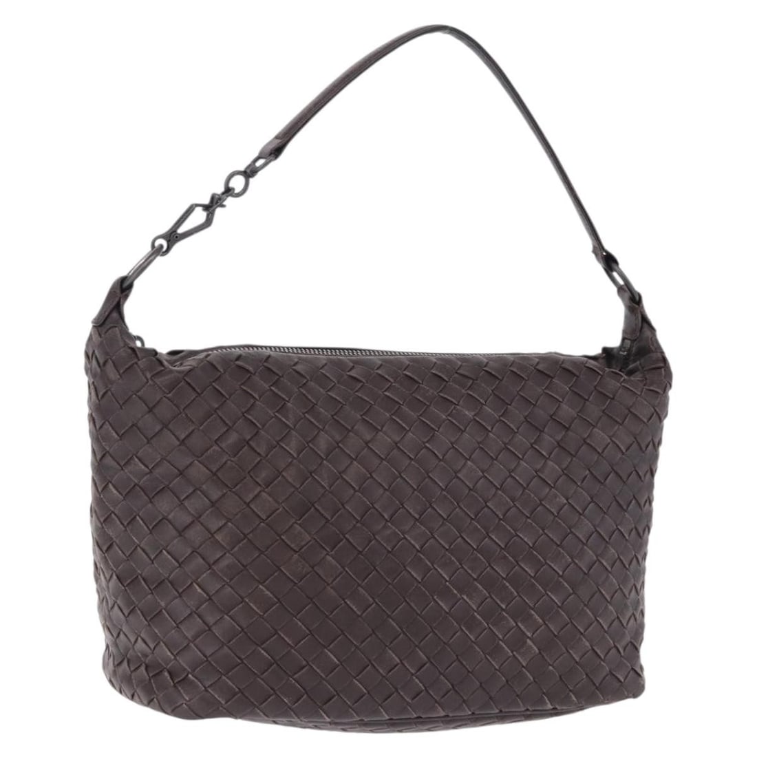 Bottega Veneta Intrecciato Brown Leather Shoulder Bag 195421A: Bottega Veneta Intrecciato Brown Leather Shoulder Bag 195421A Authentic Bottega Veneta Intrecciato shoulder bag in brown leather. This women's bag is made in Italy and features a compact shoulder silh