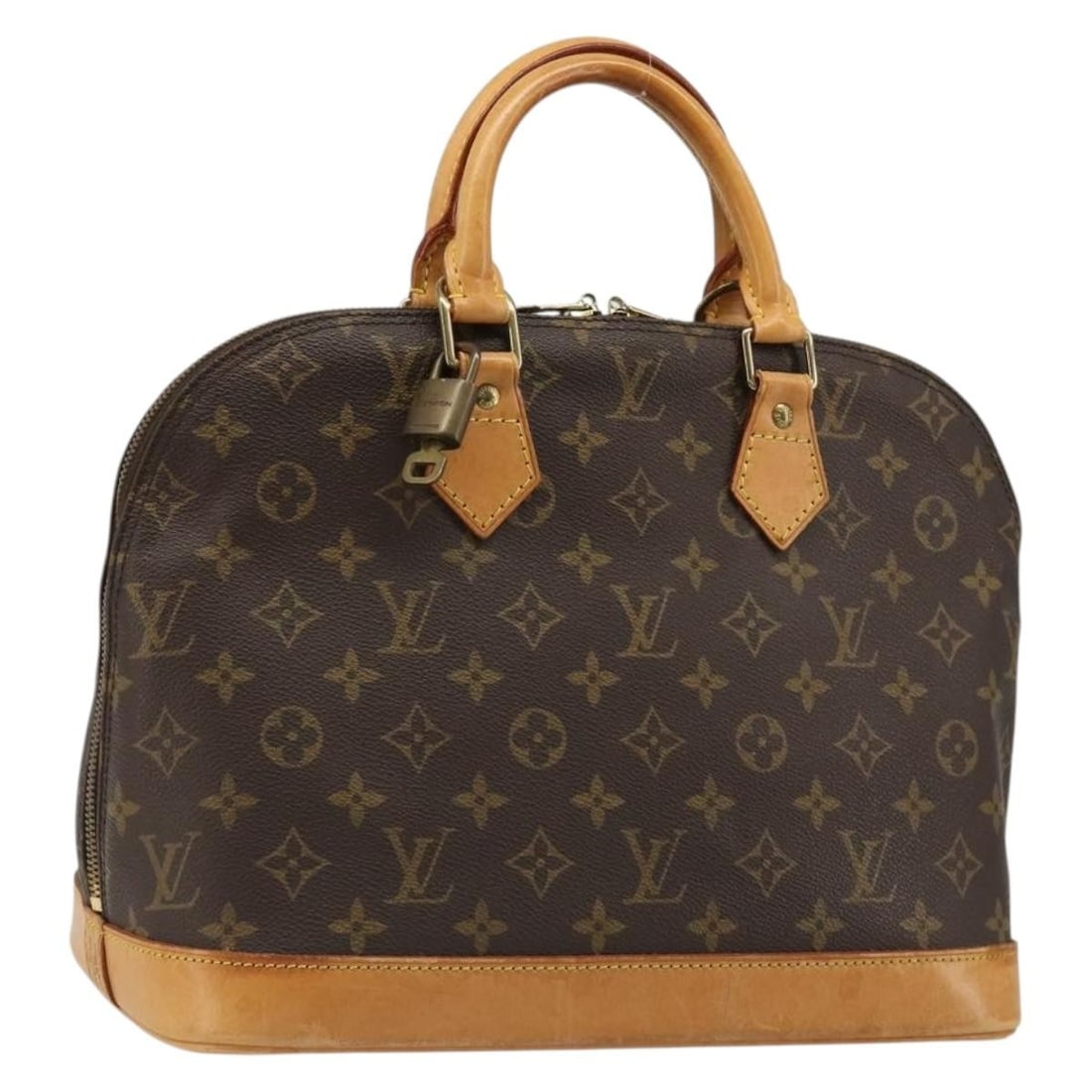 Louis Vuitton M51130 Alma Monogram Canvas Handbag with Padlock Key: Louis Vuitton M51130 Alma Monogram Canvas Handbag with Padlock Key Louis Vuitton Alma handbag in Monogram canvas with a structured silhouette and top-handle design. Made in France, this women's bag in
