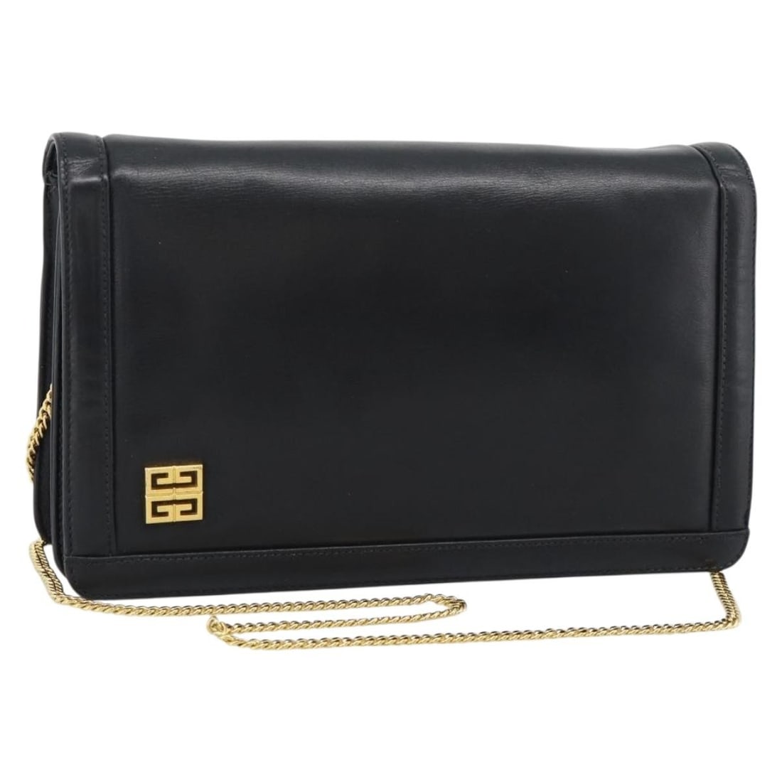 Givenchy Leather Shoulder Bag Black and Gold Tone: Givenchy Leather Shoulder Bag Black and Gold Tone GIVENCHY shoulder bag in black and gold leather, made in Italy. This women's bag measures approximately 23 cm wide, 15 cm high, and 5 cm deep, with a 