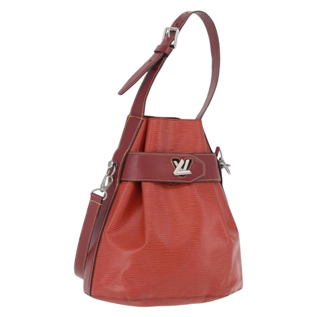Louis Vuitton M52927 Epi Leather Shoulder Bag Red Silver: Louis Vuitton M52927 Epi Leather Shoulder Bag Red Silver Louis Vuitton Twist Bucket shoulder bag in red Epi leather with silver-tone accents. This women's shoulder bag is made in France and includes o