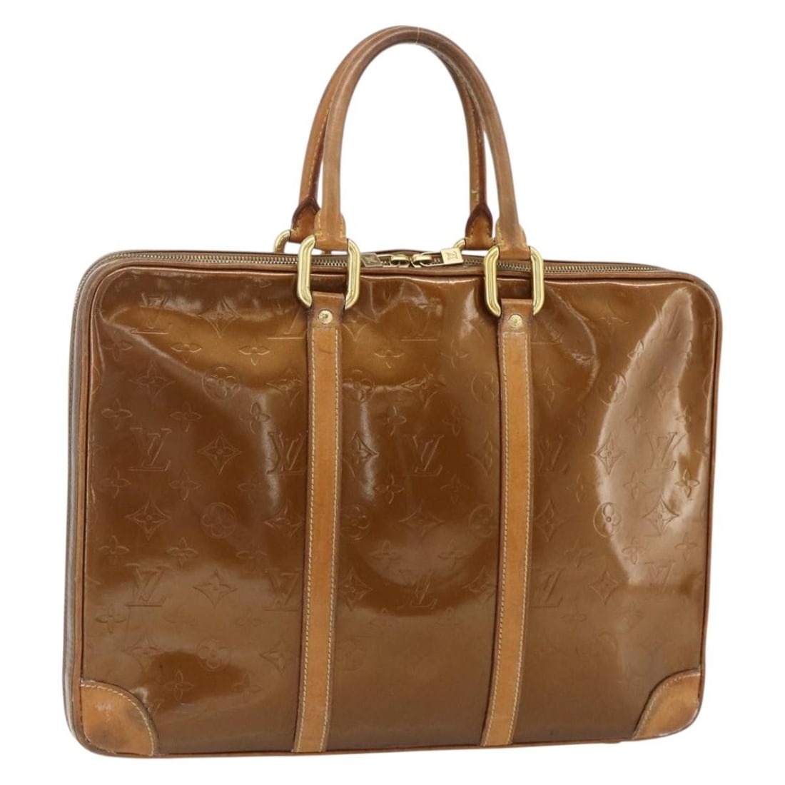 Louis Vuitton Van Damme M91125 Bronze Patent Leather Handbag: Louis Vuitton Van Damme M91125 Bronze Patent Leather Handbag Louis Vuitton Monogram Vernis Van Damme handbag in bronze patent leather. This women's handbag is made in France and is offered in heavily 