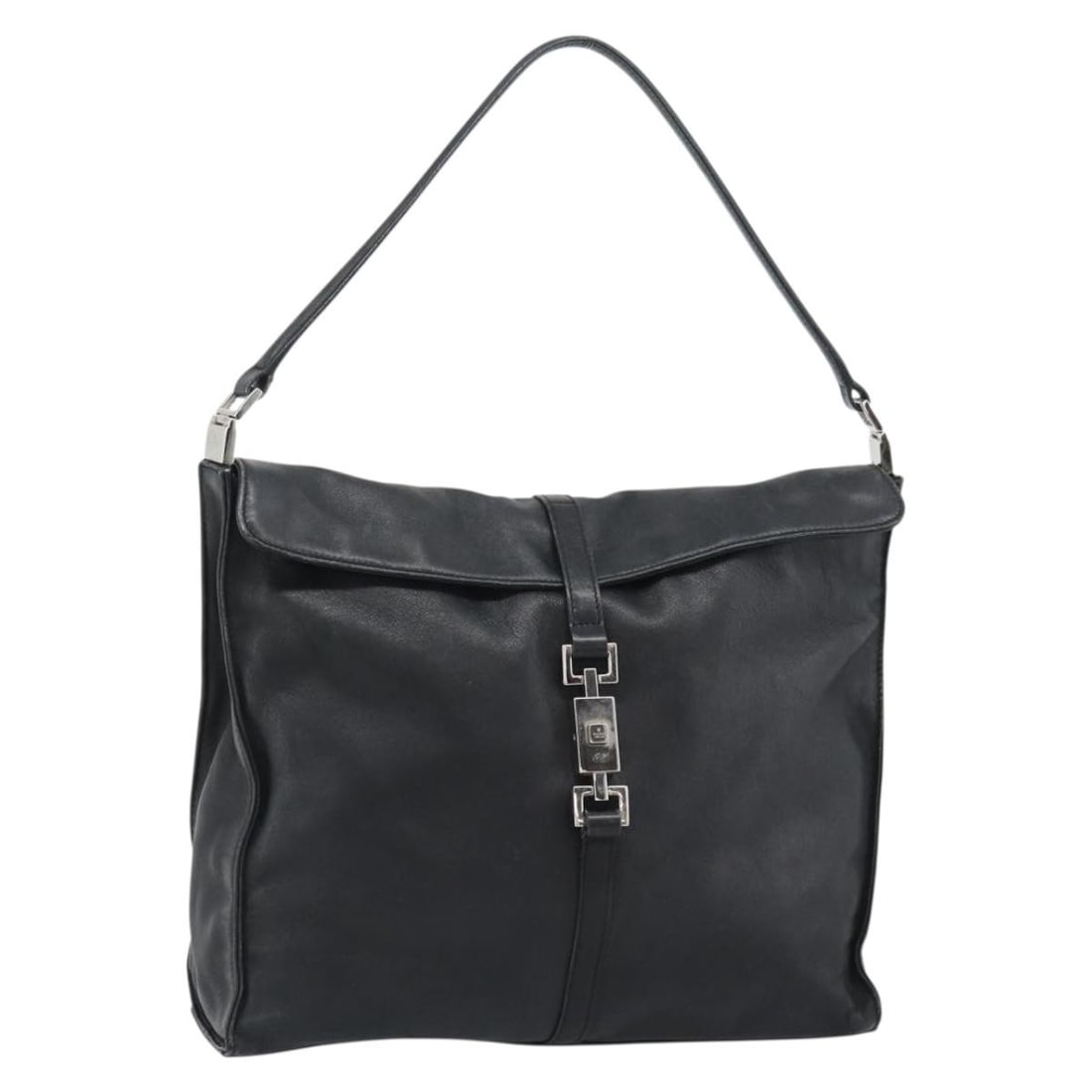 Gucci 001.3355 Jackie black leather shoulder bag silver tone: Gucci 001.3355 Jackie black leather shoulder bag silver tone Gucci Jackie shoulder bag in black leather with silver-tone accents. Made in Italy, this women's shoulder bag is offered without the origin