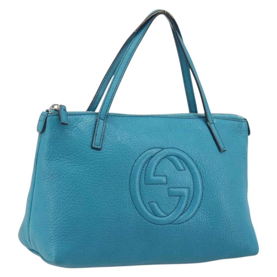 Gucci 340618 Soho Blue Leather Handbag Silver Tone: Gucci 340618 Soho Blue Leather Handbag Silver Tone Gucci Soho handbag in blue leather with silver-tone accents. This women's handbag is made in Italy and is offered without the original box or dust ba