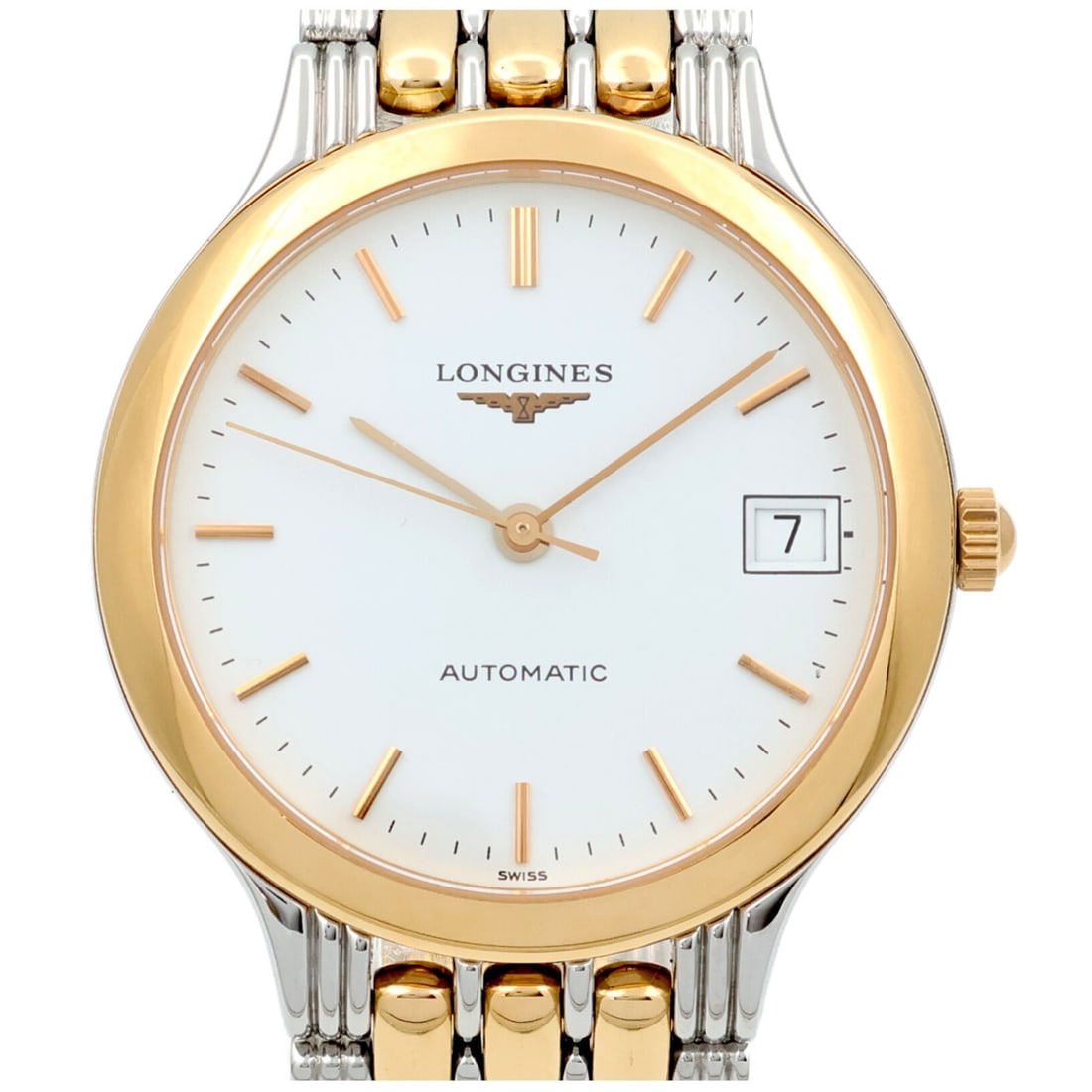 LONGINES La Grande Classique L5.650.3 automatic wristwatch white dial: LONGINES La Grande Classique L5.650.3 automatic wristwatch white dial Longines La Grande Classique reference L5.650.3 is an automatic wristwatch with a white dial, stainless steel and gold-plated cons