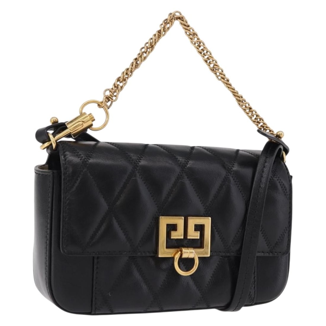 Givenchy Leather Shoulder Bag Black Gold Chain Strap Italy: Givenchy Leather Shoulder Bag Black Gold Chain Strap Italy Givenchy chain shoulder bag in black leather with gold-tone accents. This women's shoulder bag is made in Italy and includes the dust bag and