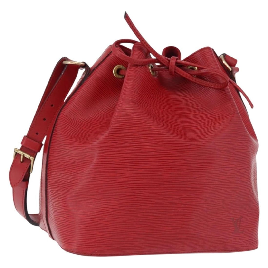 Louis Vuitton M44107 Petit Noe Red Epi Leather Shoulder Bag: Louis Vuitton M44107 Petit Noe Red Epi Leather Shoulder Bag Louis Vuitton Petit Noe shoulder bag in red Epi leather, made in France. This women's bag features a shoulder strap with an approximate drop