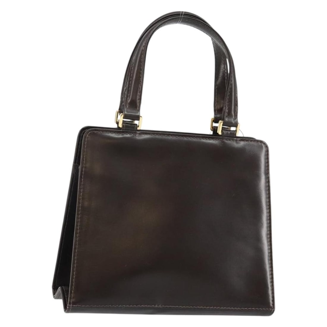 FENDI Brown Leather Hand Bag Gold Tone Italy: FENDI Brown Leather Hand Bag Gold Tone Italy Fendi women's hand bag in brown and gold leather, made in Italy. The bag measures approximately 19 cm W x 16 cm H x 6 cm D, with a handle drop of about 10 