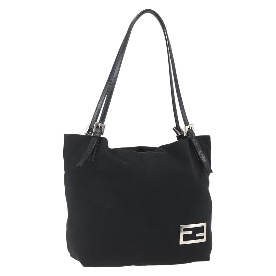 FENDI Black Silver Nylon Tote Handbag Made in Italy: FENDI Black Silver Nylon Tote Handbag Made in Italy Authentic Fendi tote bag in black and silver nylon. This women's bag is made in Italy and features a compact tote silhouette with a 9.4 inch handle 