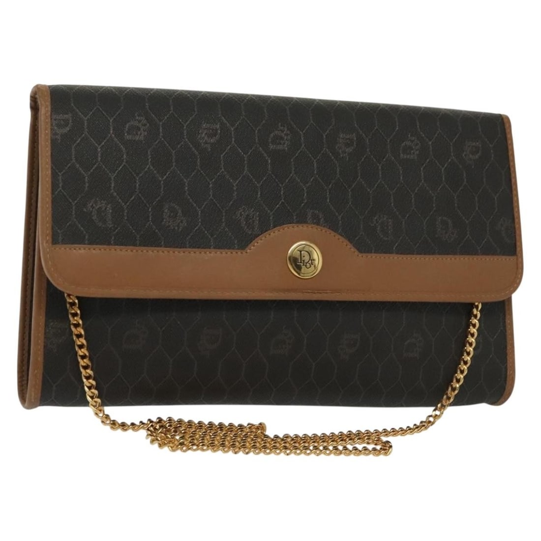 Christian Dior Honeycomb Canvas Shoulder Bag Black Gold Chain Strap: Christian Dior Honeycomb Canvas Shoulder Bag Black Gold Chain Strap Christian Dior shoulder bag in black and gold, made from PVC leather and honeycomb canvas. It features a shoulder strap and was made