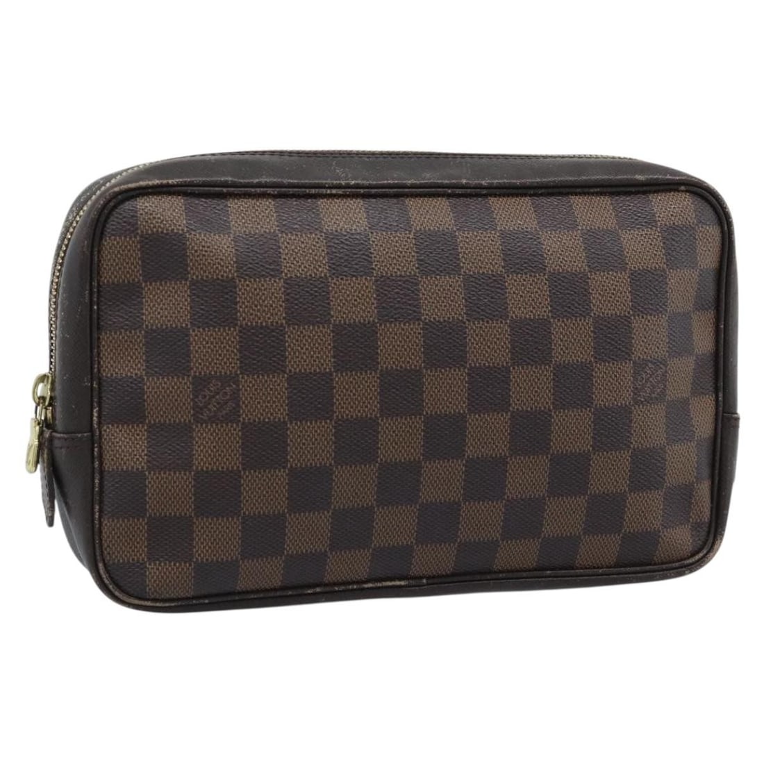 Louis Vuitton Trousse Toilette 25 Damier Ebene Clutch N47623: Louis Vuitton Trousse Toilette 25 Damier Ebene Clutch N47623 Louis Vuitton Trousse Toilette 25 clutch bag in Damier Ebene canvas. This women's bag is made in Spain and includes the bag only; item box 