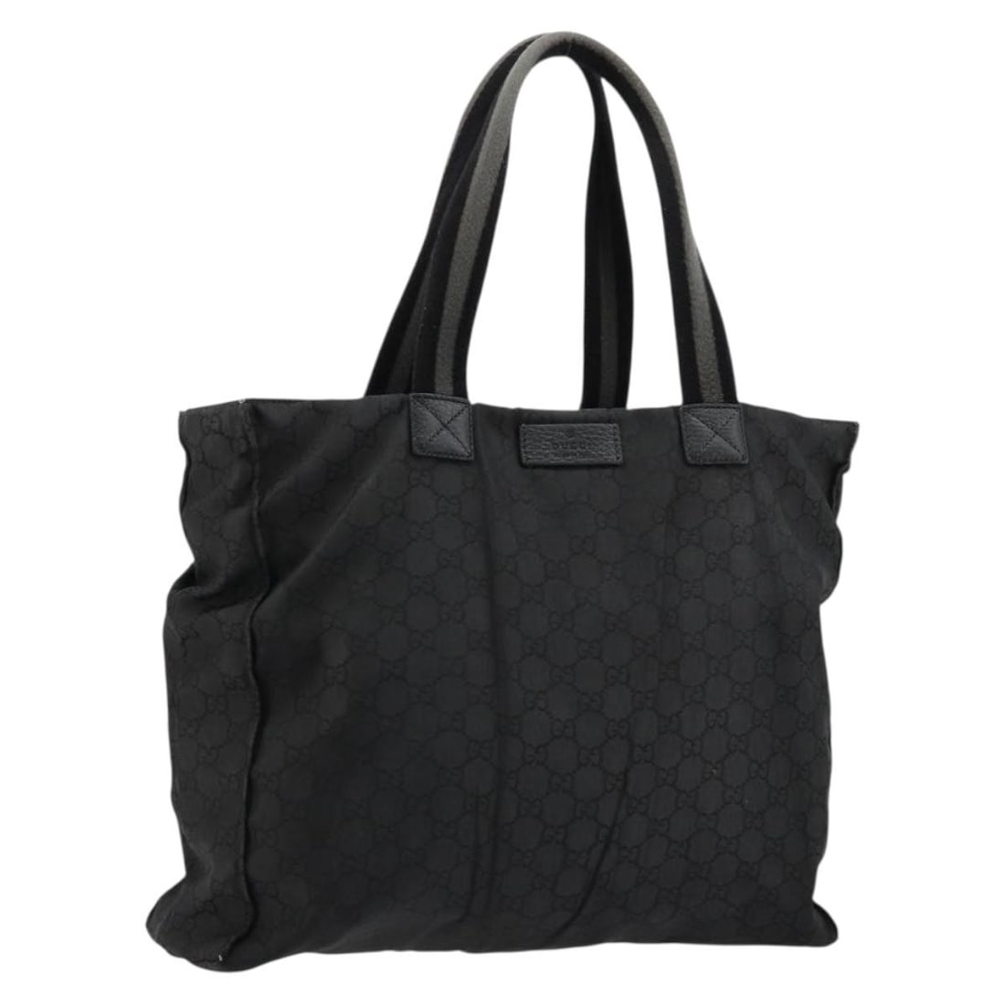 Gucci Sherry Line GG Canvas Tote Black Silver 449178: Gucci Sherry Line GG Canvas Tote Black Silver 449178 This GUCCI GG Canvas Sherry Line tote bag features a black and silver color scheme with nylon and GG canvas materials. Designed for women, the bag 
