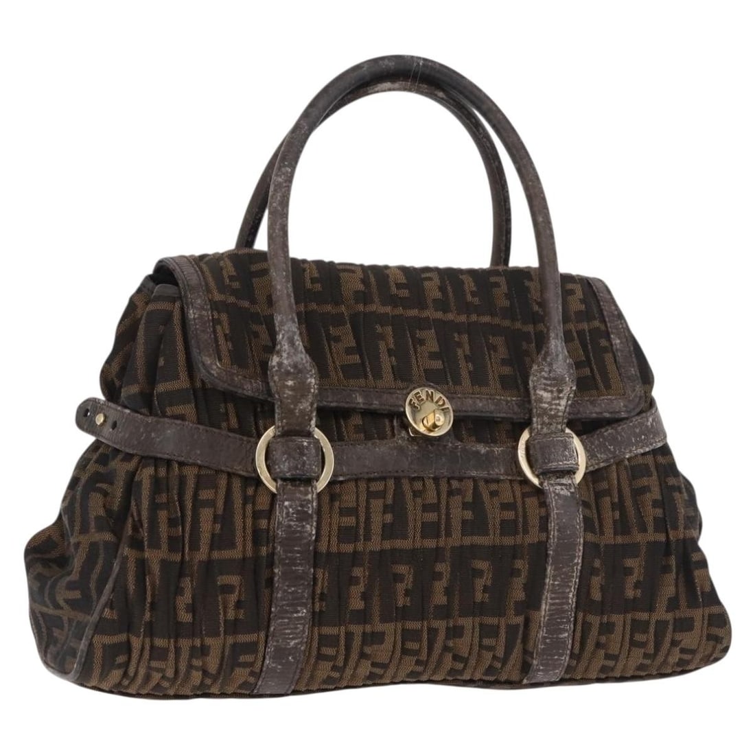 FENDI Zucca Canvas Handbag Black Brown Italy: FENDI Zucca Canvas Handbag Black Brown Italy Authentic FENDI handbag in black and brown Zucca canvas, made in Italy. This women's bag is sold as photographed and does not include an item box or dust b