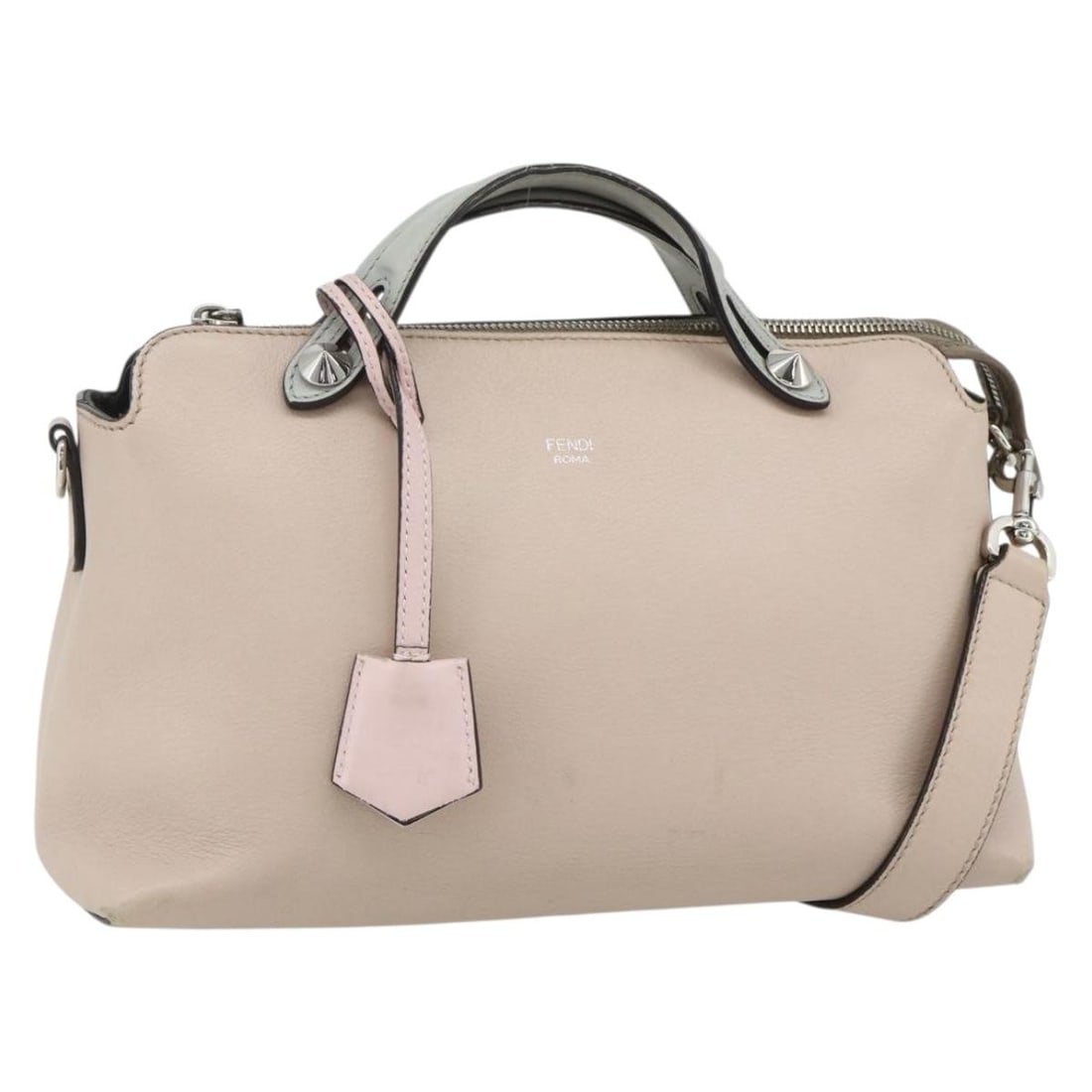 FENDI By The Way Leather 2way Shoulder Bag Beige Silver: FENDI By The Way Leather 2way Shoulder Bag Beige Silver Fendi By The Way 2-way shoulder bag in beige leather with silver-tone accents. Made in Italy, this women's bag includes a shoulder strap and sho