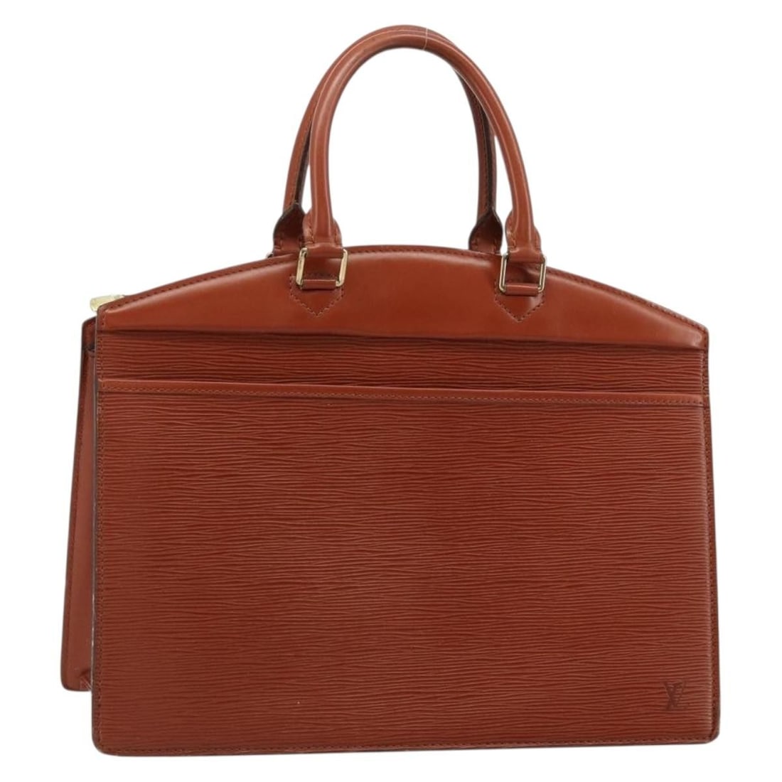 Louis Vuitton Epi Leather Riviera Brown Handbag M48183 France: Louis Vuitton Epi Leather Riviera Brown Handbag M48183 France This Louis Vuitton Epi Riviera handbag in brown is crafted from signature Epi leather and features a structured shape. The bag measures ap