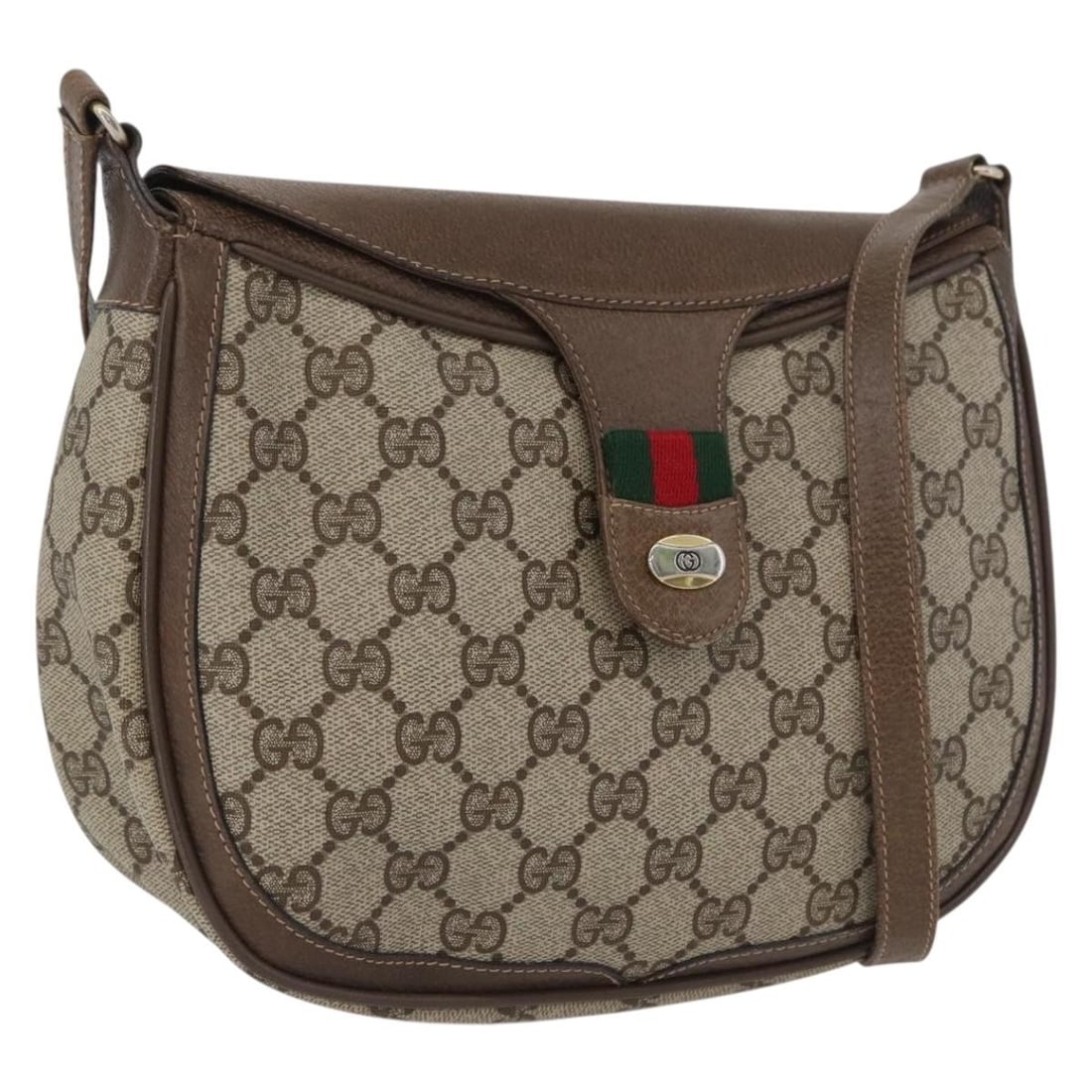 Gucci 10 02 056 GG Supreme Web Shoulder Bag Beige Gold PVC (1 of 18)