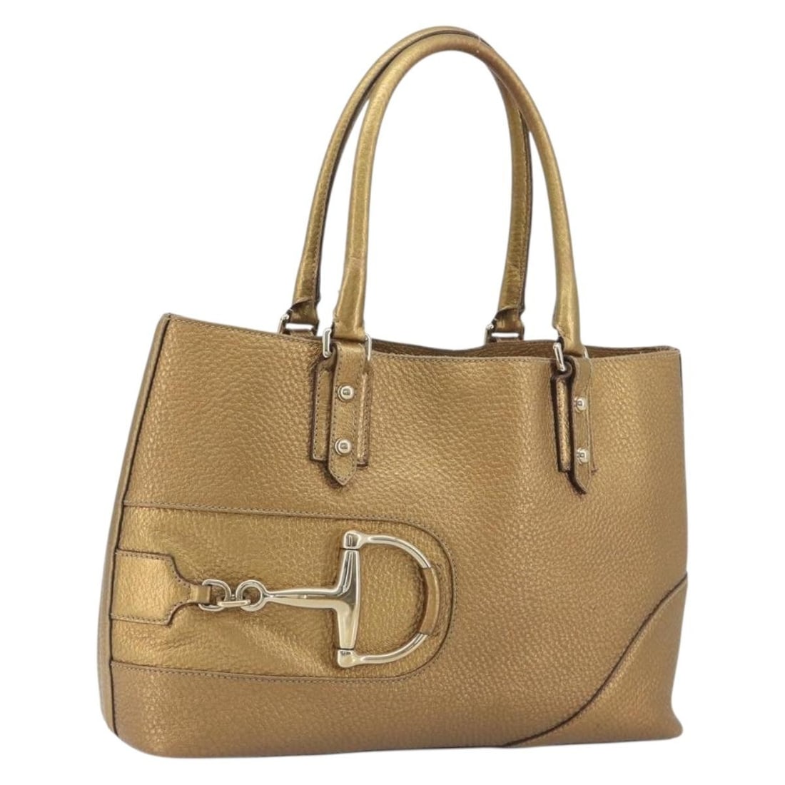 GUCCI 137385 Horsebit Leather Tote in Gold (1 of 18)