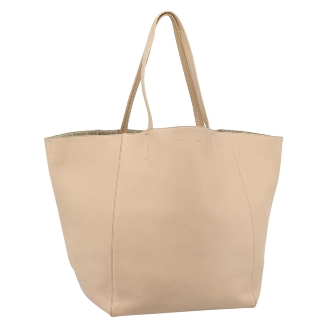 CELINE Beige Leather Tote Handbag Made in Italy: CELINE Beige Leather Tote Handbag Made in Italy Authentic CELINE tote bag in beige leather with a spacious silhouette and shoulder-length handles. Made in Italy, this women's bag shows heavy signs of 