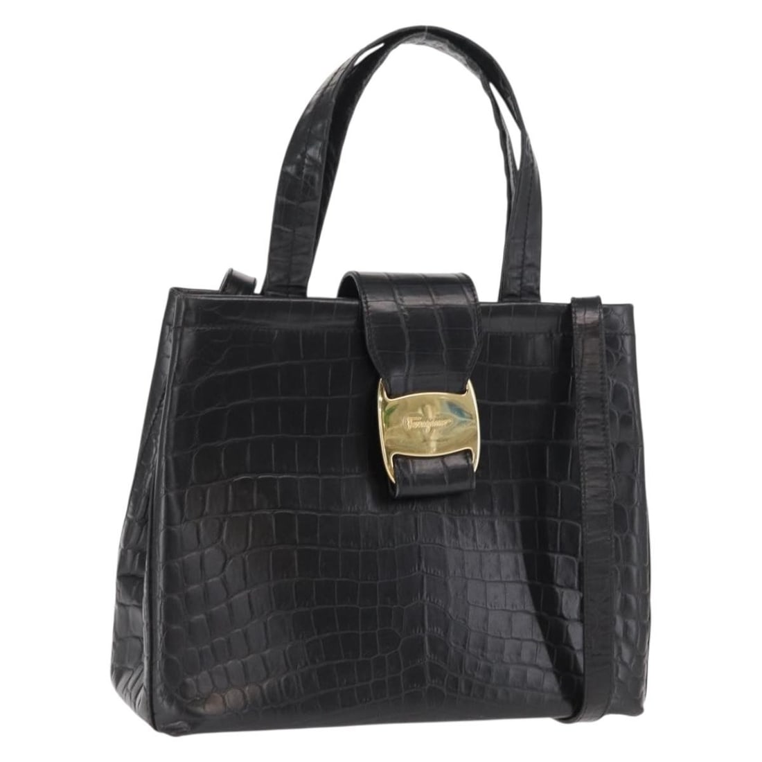 Black Leather Shoulder Bag Salvatore Ferragamo Vala Gold Tone: Black Leather Shoulder Bag Salvatore Ferragamo Vala Gold Tone Salvatore Ferragamo Vala shoulder bag in black leather with gold-tone accents. Made in Italy, this women's shoulder bag is offered as phot