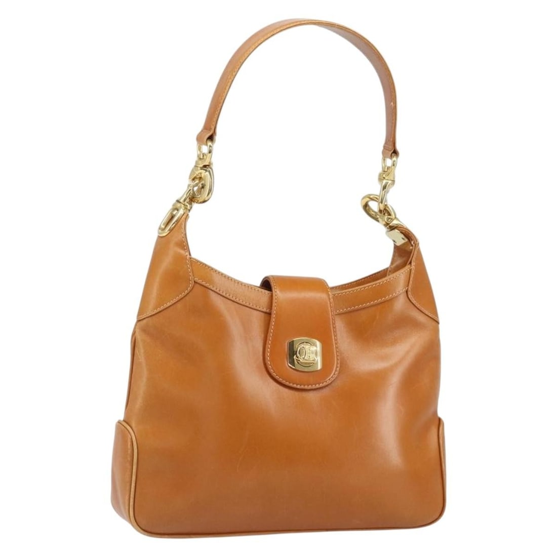 Celine Brown Leather Shoulder Bag with Gold Tone Accents and Dust Bag: Celine Brown Leather Shoulder Bag with Gold Tone Accents and Dust Bag This CELINE shoulder bag features brown leather with gold-tone accents. The bag is designed for women and includes a shoulder stra