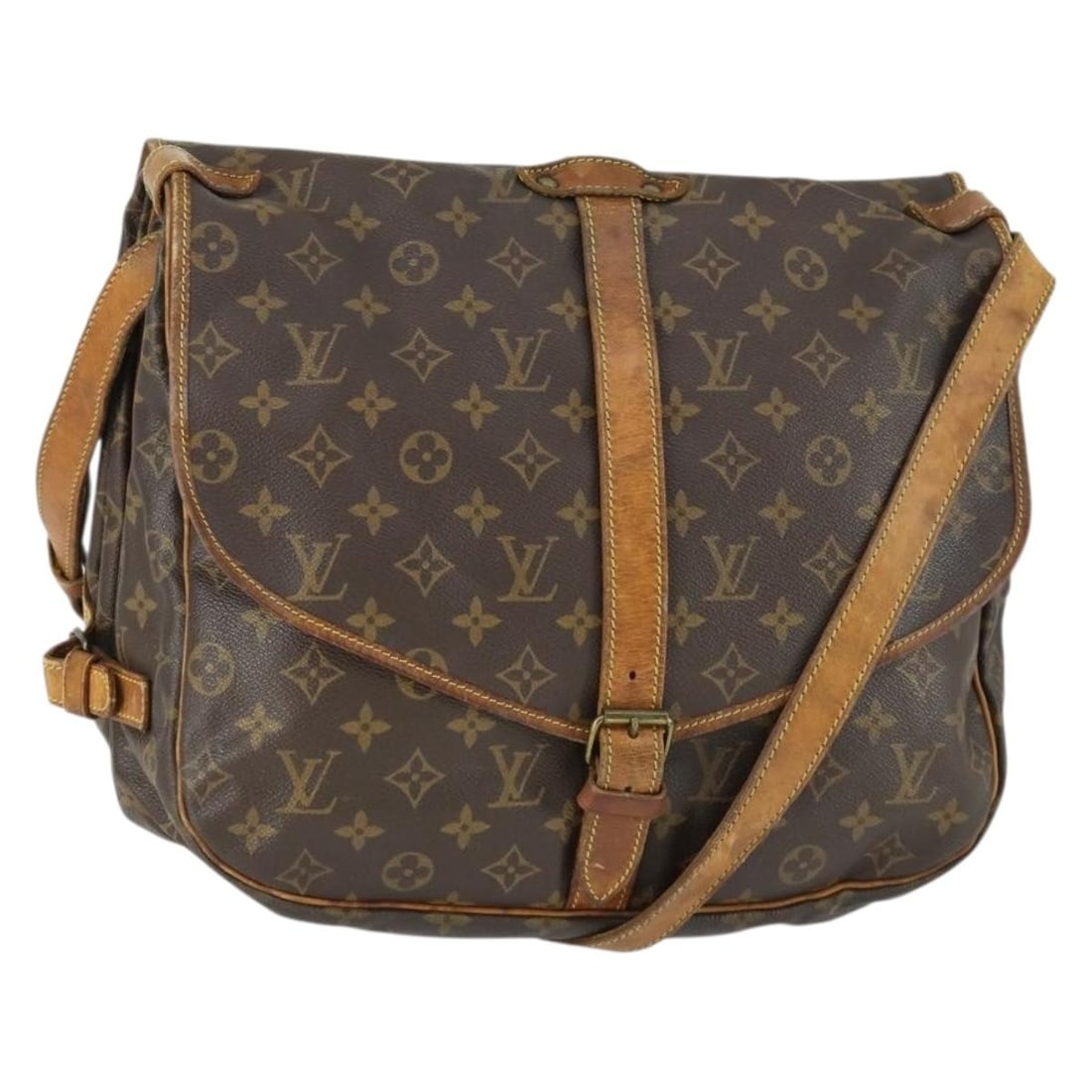 Louis Vuitton Saumur 35 Monogram Canvas Shoulder Bag M42254 France: Louis Vuitton Saumur 35 Monogram Canvas Shoulder Bag M42254 France This Louis Vuitton Monogram Saumur 35 is a classic shoulder bag crafted from signature monogram canvas, featuring a spacious interior