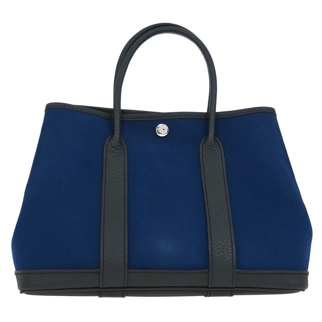 Hermes Garden Party 30 TPM Navy Toile Officier Negonda Tote: Hermes Garden Party 30 TPM Navy Toile Officier Negonda Tote Hermes Garden Party 30 TPM tote bag in navy Toile Officier canvas with Negonda leather trim. This women's tote features double handles, silv