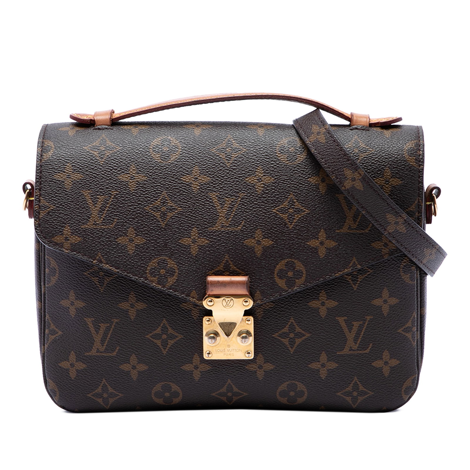 Louis Vuitton Pochette Metis Monogram Shoulder Bag Brown: Louis Vuitton Pochette Metis Monogram Shoulder Bag Brown Louis Vuitton Pochette Metis in Monogram canvas with a flat vachetta leather top handle, detachable flat shoulder strap, front flap with S-lock